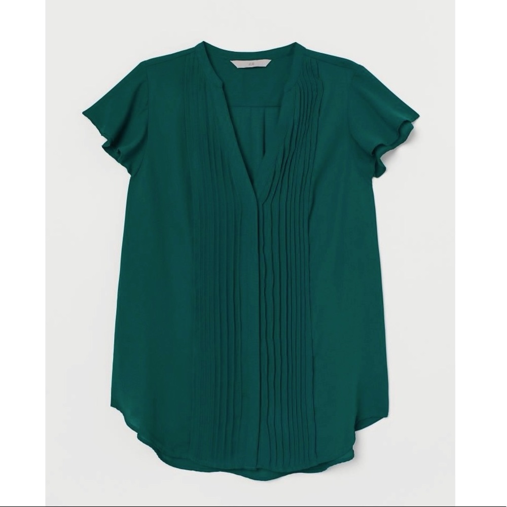 H&M Ruffle Sleeve Pin Tuck Blouse
